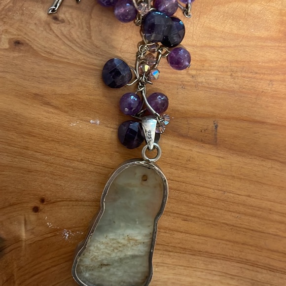 BUDDAH CARVED AMETHYST NECKLACE Soapstone STUNNING statement piece!! - Picture 7 of 7